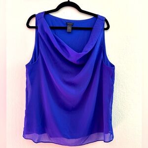 Ann Taylor Blue Cowl Neck Top